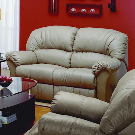 Casual Power Reclining Loveseat with Flared Pillow Arm